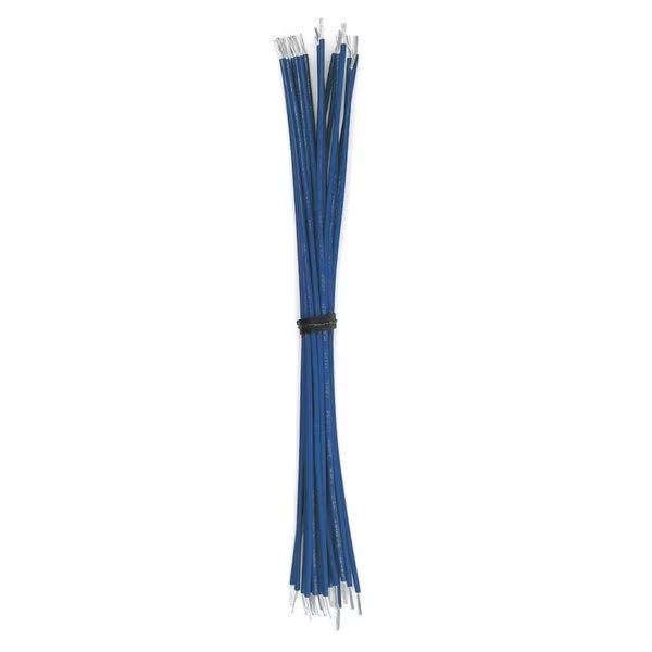 Cut And Stripped Wire, 26 AWG UL1061, Stranded, Blue 12in Leads, 25PK, Remington Industries, Mfr#: CS26UL1061STRBLU-12-25